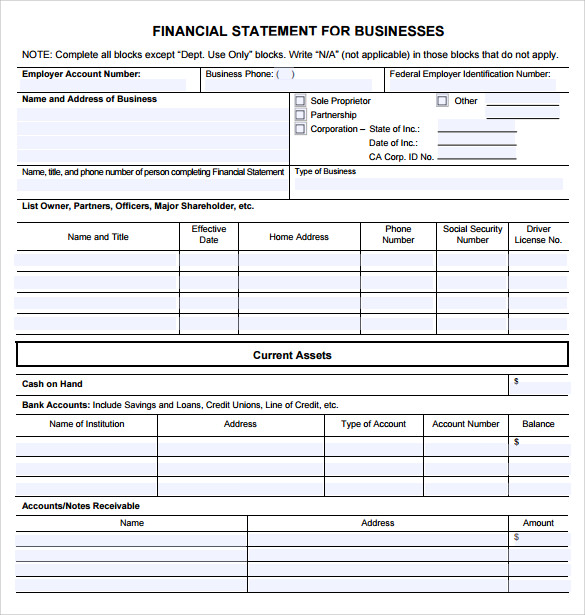 financial statement of a company pdf