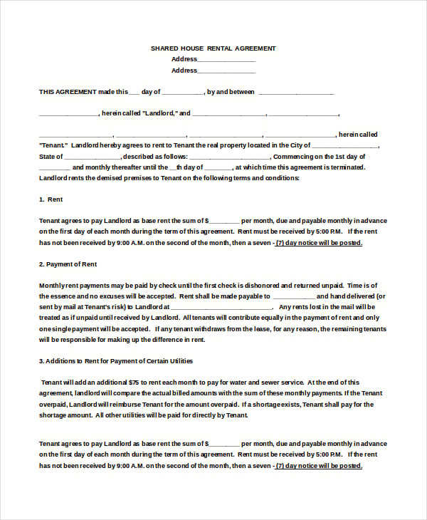 house rent agreement format pdf
