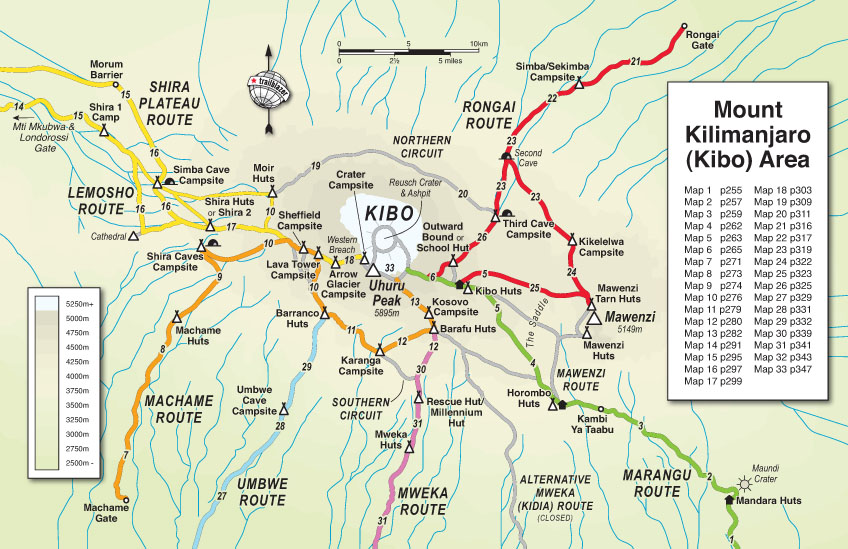 kilimanjaro map and guide