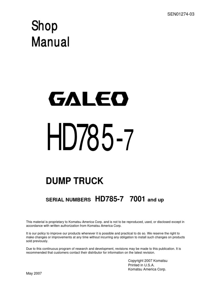 komatsu hd785 7 maintenance manual