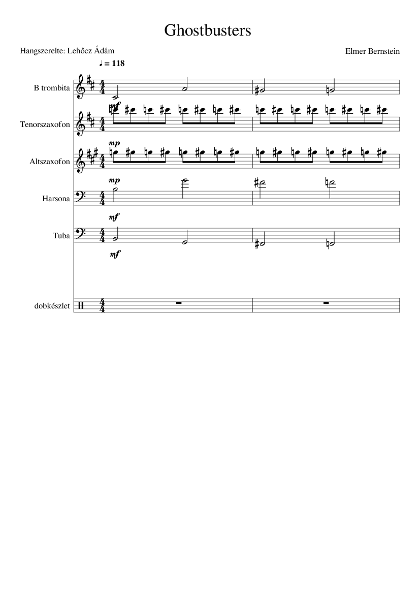 ghostbusters theme song sheet music pdf